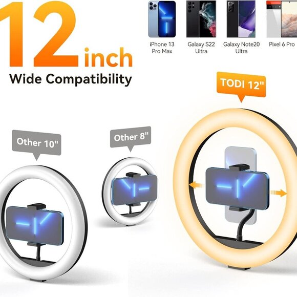 12" Ring Light with 63" extendable Tripod Stand, Selfie RingLight with Phone Hol - Picture 3 of 8